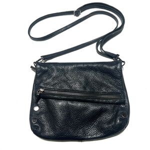 Hammitt VIP Studded Gunmetal Hardware Leather Fold-Over Zip Medium Crossbody